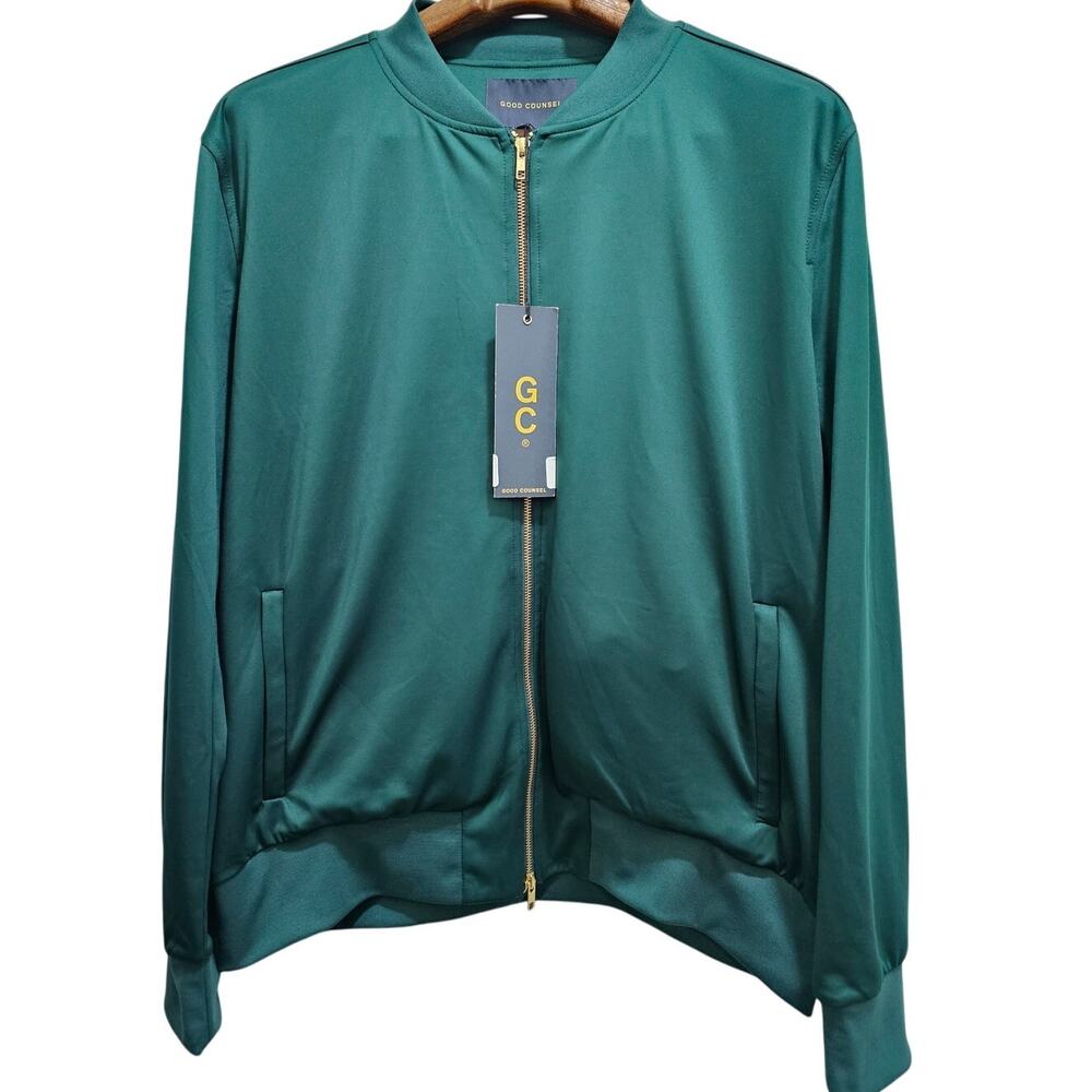 GOOD COUNSEL track jacket Size XL Green Gold New